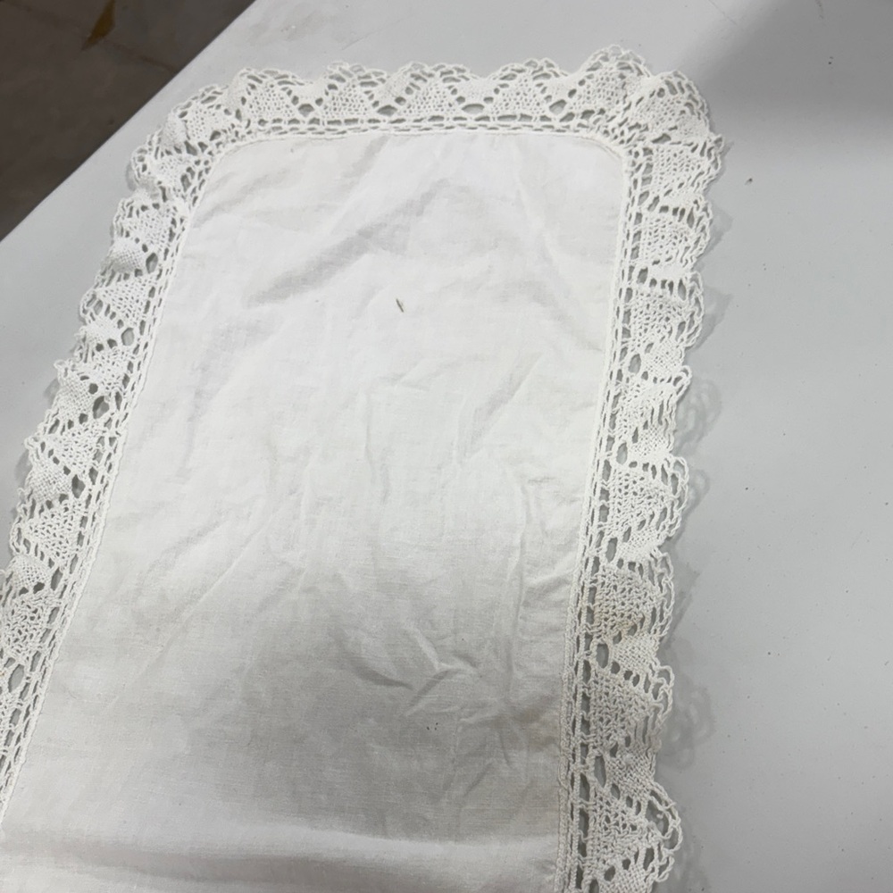 White Lace Trimmed Table Runner